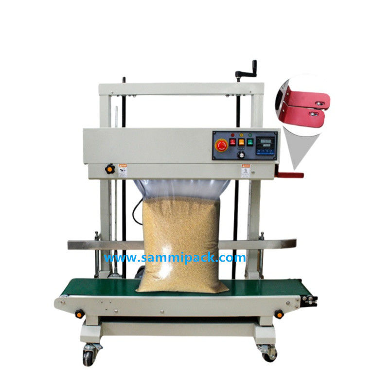 FR-1100V Electric Vertical Continuous Band Sealing Machine for Food/Beverage Plastic Bags Foil Film Pouch Packaging Machine