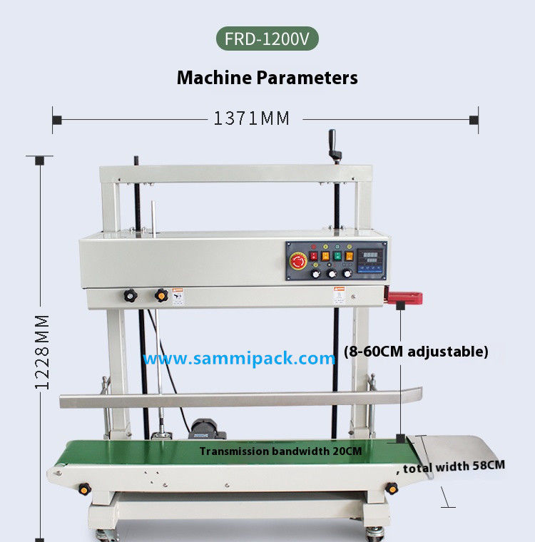 FRD-1200V الکتریکی نیمه اتوماتیک ماشین مهر گرمایی برای بسته بندی قطبی مداوم کیسه های پلاستیکی برای نوشیدنی کیسه چوب