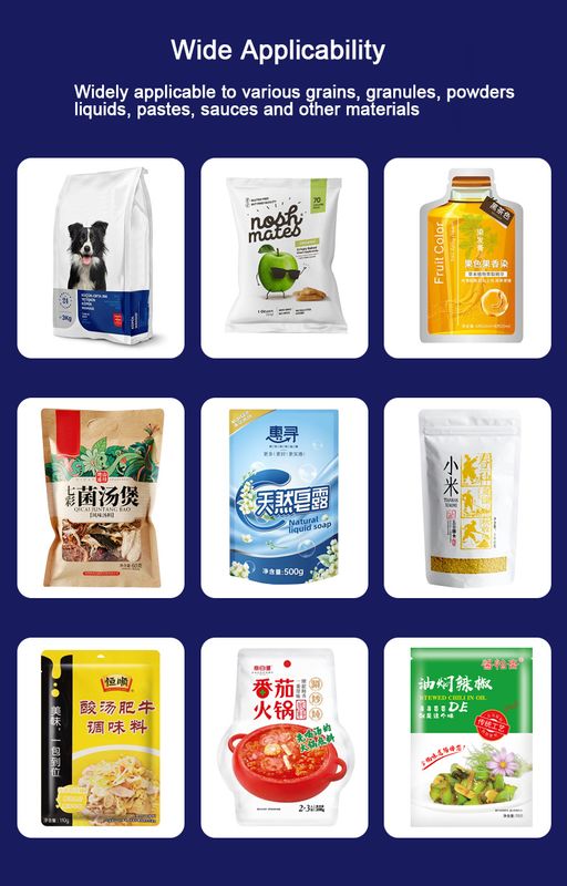 دستگاه بسته‌بندی خودکار کیسه گرانولی چند منظوره کیسه زیپ‌دار پیش‌ساخته برای غذای حیوانات خانگی، غذای گربه، غذای سگ