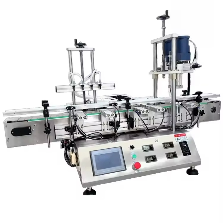 High Speed Automatic Desktop 4 Head Magnetic Pump Liquid Filling Capping Machine for Water Beverage Automatic Filling Capping