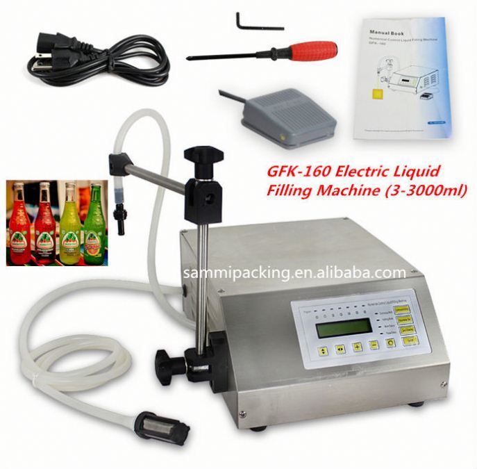 GFK-160 دستگاه پرکن نیمه اتوماتیک 2-3500 میلی‌لیتری کنترل دیجیتال آب، آبمیوه، شیر، دستگاه پرکن مایعات بطری