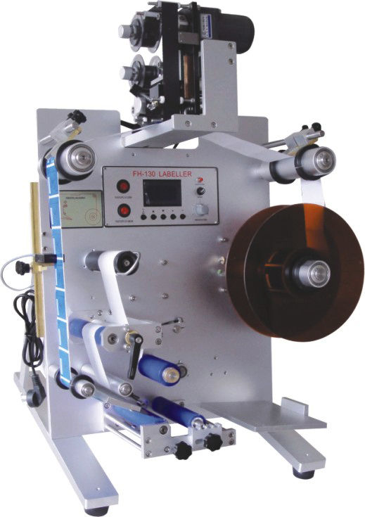 دستگاه برچسب زنی عمودی رومیزی اتوماتیک با چاپگر تاریخ برای بطری های دورپیچ