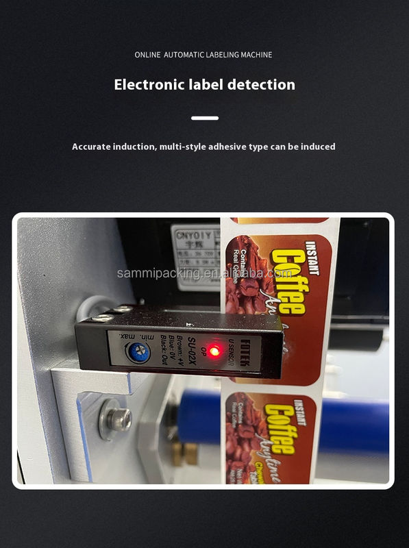 دستگاه لیبل زن دو طرفه رومیزی برای بطری های مربعی، دستگاه برچسب زن اتوماتیک بطری های پلاستیکی، شیشه ای و گرد با نوار نقاله
