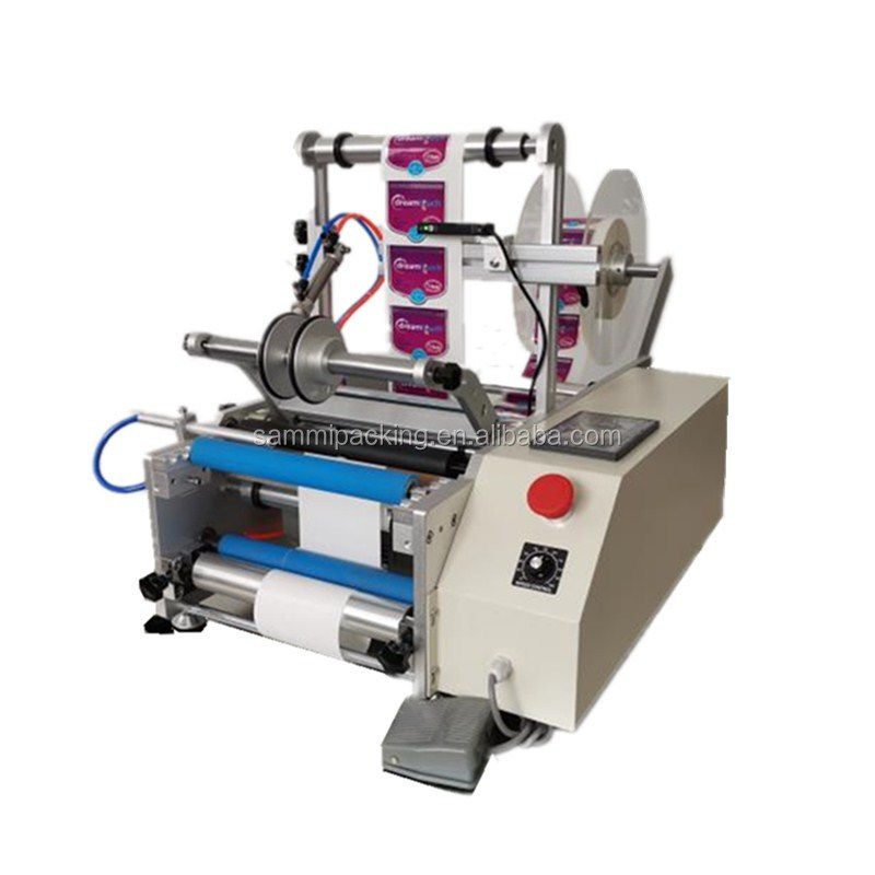 نیمه اتوماتیک بطری شیشه ای 10 میلی لیتر برچسب تک / دو طرفه برچسب دایره ای بطری برچسب گذاری ماشین