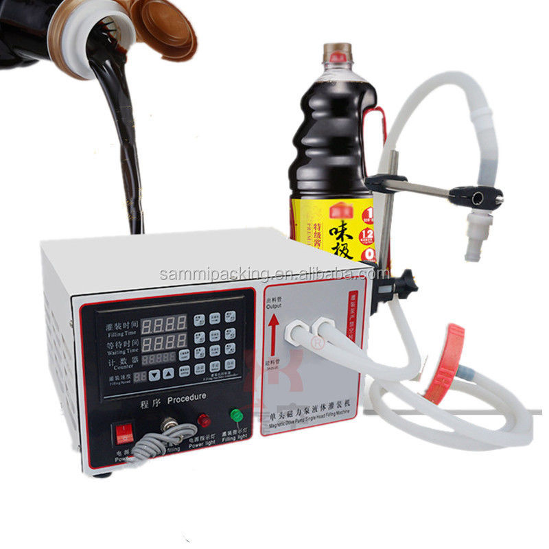 دستگاه پر کردن مایع کوچک درجه غذایی نیمه خودکار فولاد ضد زنگ 304 برای آبمیوه، عسل، روغن، آب نوشابه 17L / min