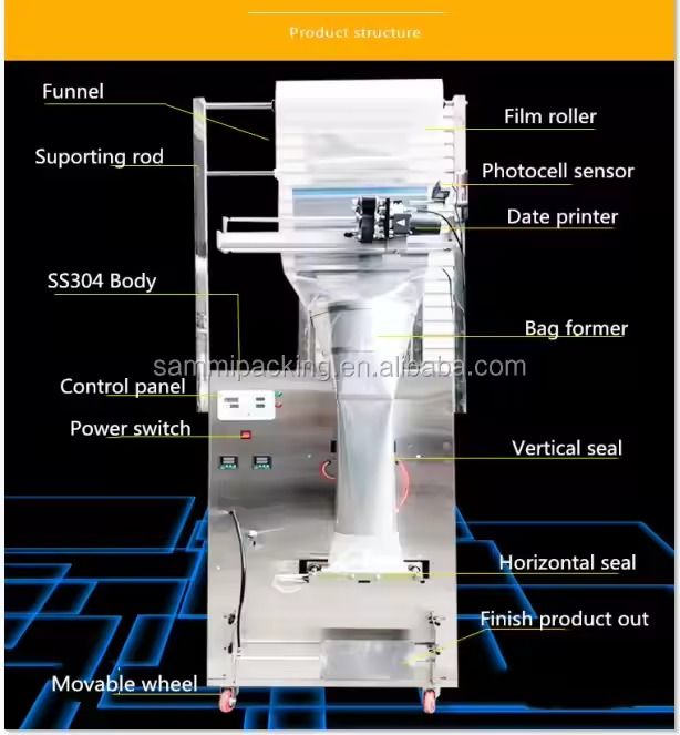کیفیت بالا 100-500g ماشین بسته بندی قطرات پودری اتوماتیک آجیل ادویه جات چیلی دانه های پودری میان وعده ها دستگاه کیسه بندی با CE