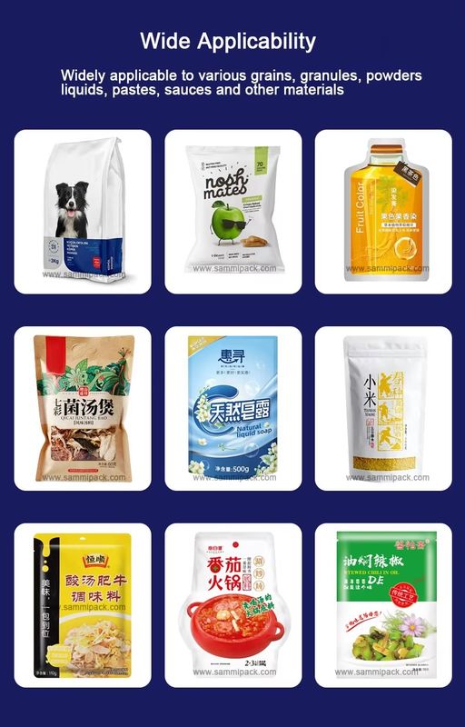 دستگاه پرکن و سیل عمودی کیسه های عمومی، غذای حیوانات خانگی، میوه خشک، کیسه های ایستاده آماده، دستگاه بسته بندی دایپک