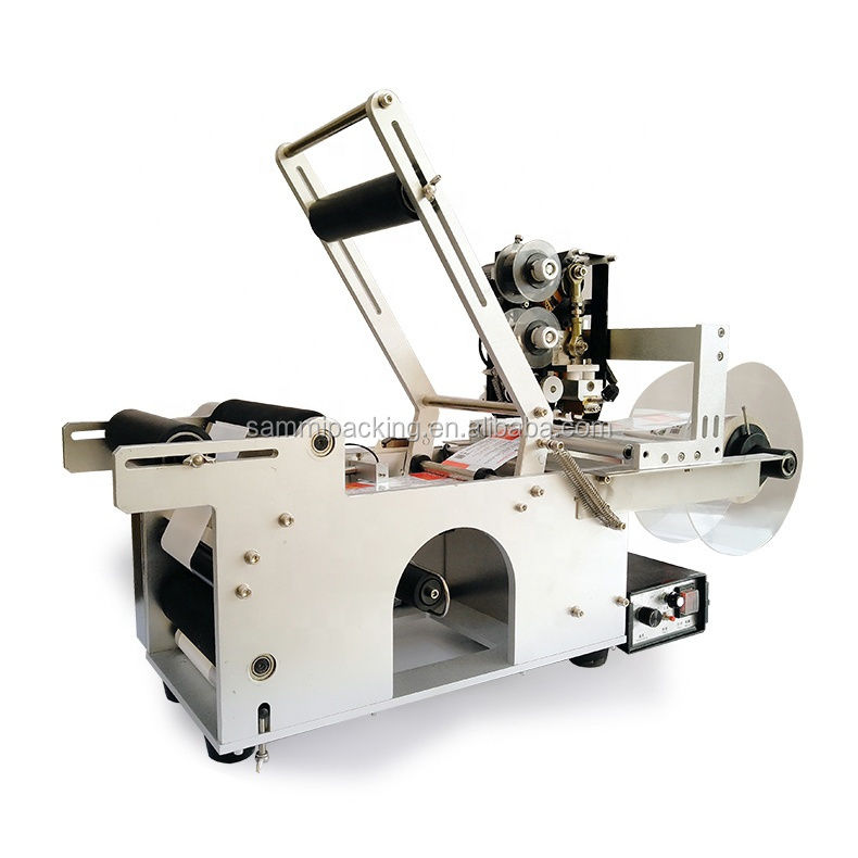 دستگاه لیبل زن نیمه اتوماتیک MT-50D با کیفیت بالا برای بطری/شیشه های گرد با دستگاه چاپ حرارتی