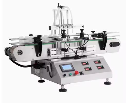 دستگاه پرکن مایعات اتوماتیک رومیزی با پمپ مغناطیسی 4 سر برای آبمیوه، آب و روغن