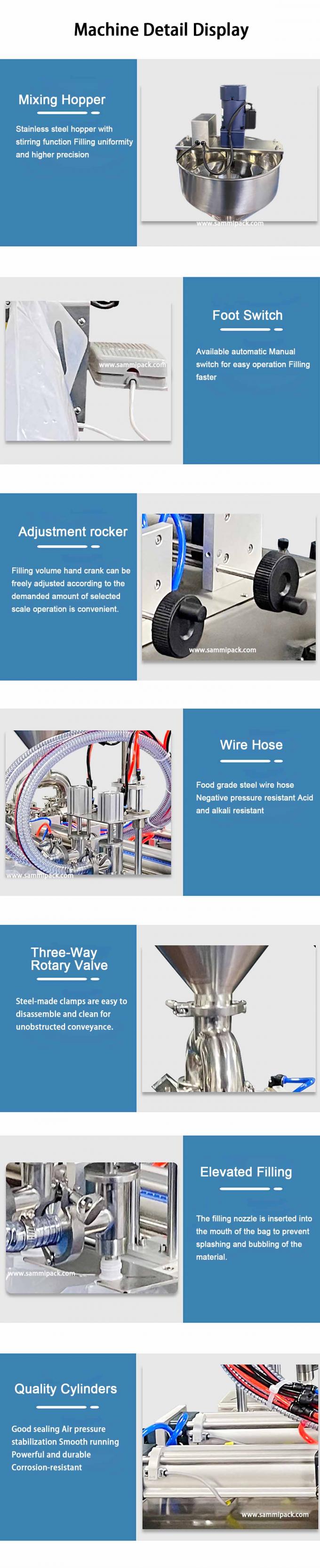 دستگاه پرکن مایعات صنعتی نیمه اتوماتیک کیسه عسل، نوشیدنی، آبمیوه با دهانه 5