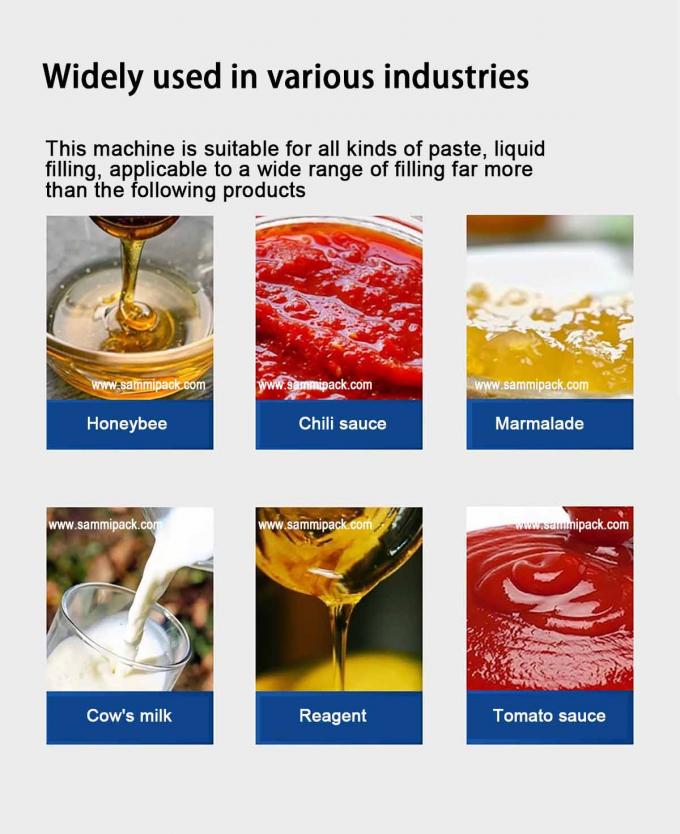 مواد بسته بندی پلاستیکی دستگاه پر کردن خمیر عمودی با کانویر و صفحه لمسی کار آسان 2