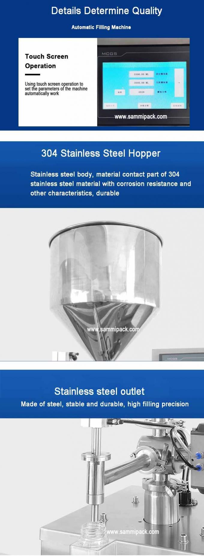 مواد بسته بندی پلاستیکی دستگاه پر کردن خمیر عمودی با کانویر و صفحه لمسی کار آسان 4