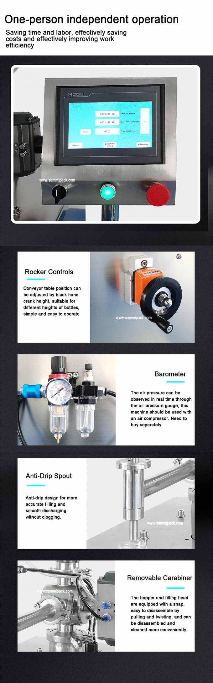 مواد بسته بندی پلاستیکی دستگاه پر کردن خمیر عمودی با کانویر و صفحه لمسی کار آسان 3