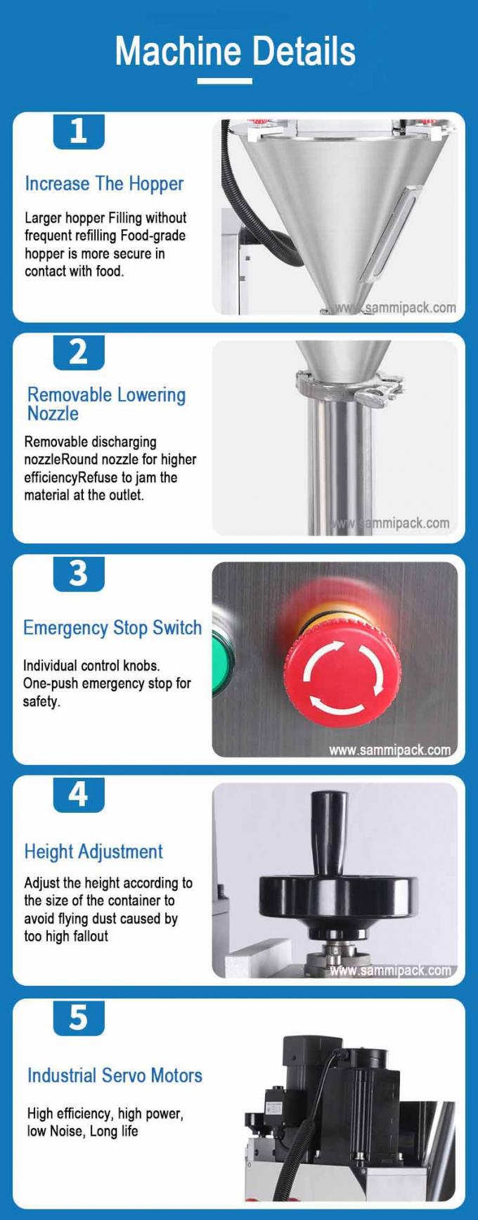 ماشین پر کردن پودر نیمه اتوماتیک الکتریکی برای کیسه بطری شیر لوازم آرایشی مواد شیمیایی وزن دادن دوز 8