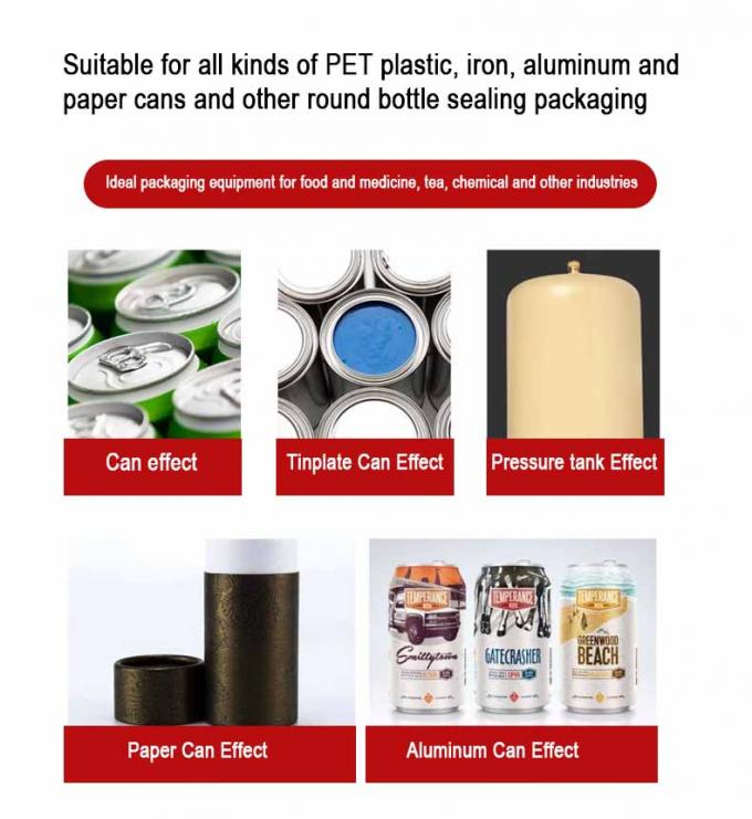 دستگاه اتوماتیک پلمپ و درب‌بندی رومیزی برای قوطی‌های شیر خشک، رنگ، نوشیدنی، مواد غذایی، ساردین و تن ماهی 5