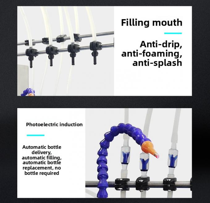 دستگاه پرکن اتوماتیک چهار سر با عملکرد ساده، دستگاه پرکن مایعات خوراکی برای شیر، آبمیوه، سس سویا و سرکه 7