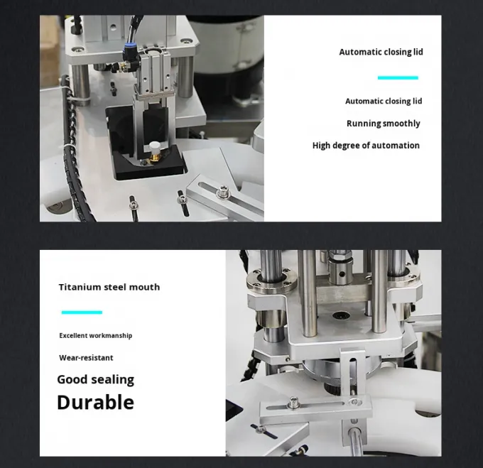 خط تولید اتوماتیک با سرعت بالا برای بستن نازل عطر و دستگاه درببندی و پرس درب پلاستیکی 8